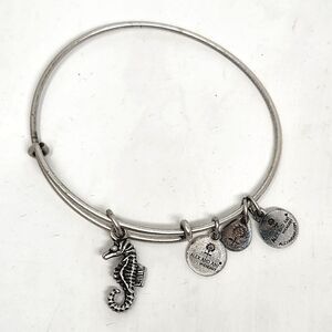 ALEX and ANI Seahorse Silver Tone Bangle Bracelet